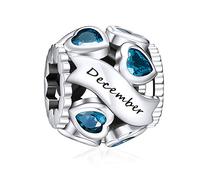 NINGAN Charms in argento 925 Dicembre pietra natale perline adatto per braccialetti da donna regalo di giorno festivo