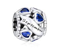 NINGAN Charms in argento 925 Settembre pietra natale perline adatto per braccialetti da donna regalo di giorno festivo