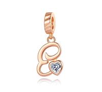 NINGAN Ciondolo Lettera dell'alfabeto Iniziale A-Z Argento Sterling 925 per Braccialetti(Lettera E)