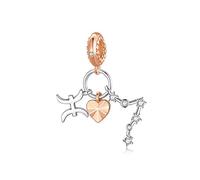 NINGAN Ciondolo Segno Zodiacale Originale Charm Argento Sterling 925 Compatibile con Braccialettie Collane Pesci(02/19-03/20)