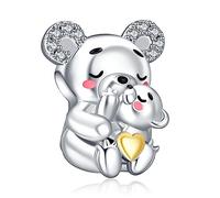 NINGAN Incantevole animale argento 925 Charm perlato elefanti, cani, serpenti, conigli, perline adatto per il regalo di vacanza del braccialetto delle donne