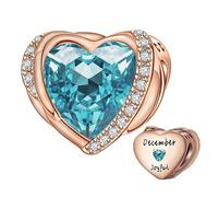 NINGAN Oro Rosa Dicembre Birthstone Bracciale Charm Lady, Ali D'Angelo 925 Argento Sterling Amore Perlina Ciondolo Scolpito Ambizione, Compleanno Della Ragazza