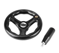 NINGANME Ruota a mano nera rotonda a 3 razze da 12x125 mm, ruota a mano per tornio e fresatrice con maniglia girevole, manopola di regolazione in plastica resistente per macchine utensili i