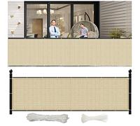 NINGBAI Frangivisto Balcone per Protezione 75 x 300 cm Telo Ombreggiante Telo ombreggiante Copertura Balcone HDPE 220g/㎡, Protezione UV per Ringhiera Protezione Balcone, Color Crema