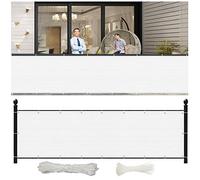 NINGBAI Frangivisto Balcone per Protezione 90 x 650 cm Telo Privacy Balcone Rete Ombreggiante Ringhiere Balconi Protezione Solare, Facile Installazione per Ringhiera Protezione Balcone, Bianco