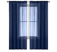 NINGBAI Tende Lino Trasparente 120 x 170 cm Tenda a Traslucido Tenda per Interni Tende Moderne a Vela per Porte Balcone a Pannello Traslucido per Soggiorno e Camera da Letto, Blu