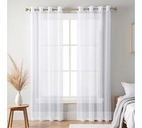 NINGBAI Tende per Interni Moderne 2 Pezzi 95 x 130 cm Tende Camera da Letto Trasparente con Effetto Lino Curtains Soggiorno Camera da Letto per Soggiorno e da, Bianco