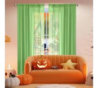 NINGBAI Tende Voile Trasparenti 150 x 160 cm Set di 2 Pannelli in Voile Morbido, 100% Poliestere, Traslucido Soggiorno Occhielli per Soggiorno e Camera da Letto, Verde