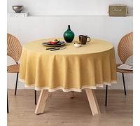 NINGHOME Tovaglia di lino, diametro: 240 cm, tovaglia rotonda in tessuto di lino di cotone copertura circolare per tavolo da pranzo in cucina decorazione da tavolo