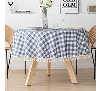 NINGHOME Tovaglia, diametro: 240 cm, tovaglia rotonda in tessuto di lino di cotone copertura circolare per tavolo da pranzo in cucina decorazione da tavolo