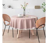 NINGHOME Tovaglia in cotone e lino, diametro: 120 cm, tovaglia rotonda in tessuto di cotone e lino copertura circolare per tavolo da pranzo in cucina decorazione da tavolo
