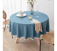 NINGHOME Tovaglia in cotone e lino, diametro: 160 cm, tovaglia rotonda in tessuto di cotone e lino copertura circolare per tavolo da pranzo in cucina decorazione da tavolo