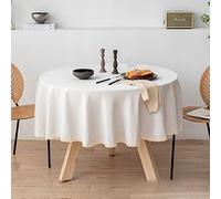 NINGHOME Tovaglia in cotone e lino, diametro: 240 cm, in lino di cotone, lavabile, tovaglia rotonda e lavabile con un panno, utilizzabile come tavolo da pranzo, soggiorno, picnic