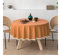 NINGHOME Tovaglia in lino di cotone, diametro: 160 cm, tovaglia rotonda in cotone e lino per feste, decorazione per la casa e la cucina