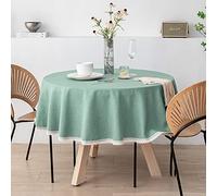NINGHOME Tovaglia in lino, diametro: 160 cm, tovaglia rotonda, lavabile, per cucina, sala da pranzo, picnic, feste, Natale, decorazione da tavolo