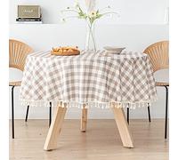 NINGHOME Tovaglia in lino, diametro: 220 cm, tovaglia rotonda in cotone e lino, decorazione per la casa e la cucina