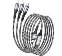 NINGKPOW 100W Cavo USB C Ricarica Multiplo [2M] 3 in 1 Cavo Ricarica Multiplo USB to USB C PD [100W]+Lightning [27W]+Micro [10W] per iPhone 16/15/14, Galaxy S24 S23, Pad Pro/Mini, MacBook/Air