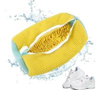 Ningmo Borsa per il bucato, con spazzole, sacco per la biancheria, con chiusura lampo, per scarpe da ginnastica, pulizia a 360°, per lavatrice e asciugatrice (giallo, 1 pezzo)