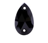 NingPower 70 Pezzi Strass In Vetro A Forma Di Lacrima, Artificiale Cristallo Gemme A Fondo Piatto Con 2 Fori, Adatti per Progetti Artistici E Artigianali, Accessori Da Cucire, 7mm × 12mm, Nero