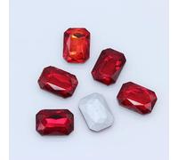 NingPower 80 Pezzi Strass Rettangolari Ottagonali, Artificiale Cristallo Gemme Con Fondo Appuntito E Sfaccettature Multiple, per Progetti Artistici E Artigianali, Cucire, Rosso, 10mm X 14mm