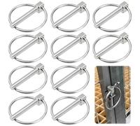 NINGYER 10 Pezzi Perni di Sicurezza Rotondi, 3 mm Acciaio Inossidabile Coppiglie ad Anello Perni, Spine Coppiglie ad Anillo per Navi, Trattori, Camion e Rimorchi (Argento)