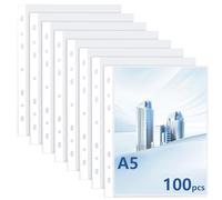 NINGYER 100 Pezzi Buste Trasparenti A5, 21,5 x 17 cm Buste Trasparenti, Tipo Aperto Robusto Buste Forate Trasparenti per Foto, Raccoglitori, Scuole e Uffici