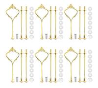 NINGYER 6 Set Supporto per Vassoi Torte, 2-3 Piani Supporto per Vassoi Torte Alzata per Buffet, Tortes e Biscotti, Feste, Matrimoni, Decorazioni per Casa (Oro)
