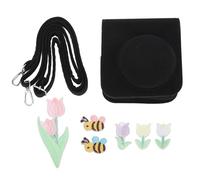 NinGYiYan Borsa Fotografica per Mini 12, Copertura Protettiva in Feltro, Copertura Superiore Staccabile, Tracolla Regolabile, Decorazione Fai da Te con Paste di Tulipani e Api,