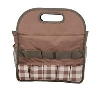 NinGYiYan Borsa per utensili per il giardinaggio di grandi dimensioni di Oxford in stoffa da giardino per la borsa di stoccaggio con tasche profonde per all'aperto (Marrone con plaid)