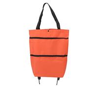 NinGYiYan Borsa pieghevole in branco, carrello della spesa, grande capacità, design con cerniera, tessuto oxford, con ruota, per campeggio (Arancia)