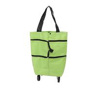 NinGYiYan Borsa pieghevole in branco, carrello della spesa, grande capacità, design con cerniera, tessuto oxford, con ruota, per campeggio (Verde)