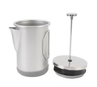 NinGYiYan Caffettiera French Press, per teiera portatile in acciaio inossidabile 304 per caffè preparato a mano, per campeggio 1000 ml, vetro resistente al calore, doppio schermo (Argento)