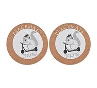Ningyiyan Cork Coasters per l'ufficio di casa, simpatico motlia animale di cartoni animati, squisiti e belli, piastrelle rotonde pratiche, set da 2 pezzi, assorbenti e durevoli, (Scoiattolo)