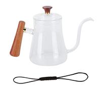 NinGYiYan, per il bollitore del caffè, versare oltre, vetro borosilicato alto, resistente al calore, forma rotonda, maniglia isolata in legno, bollitore a collo di cero (600 ml)