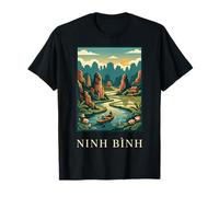 Ninh Binh Vietnam Fiume Carso Paesaggio Illustrazione Maglietta