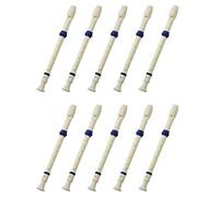 Niniang 10 x studenti in plastica a 8 fori, flauto da becco soprano, flauto beige blu + bastone di pulizia