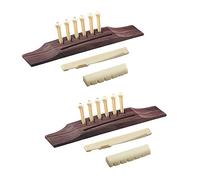 Niniang 2 set Bridge Pins/Saddle/Nut Abalone Dots per chitarra acustica, rosso + rossastro