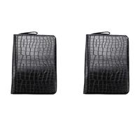 Niniang 2 x grande capacità scatola portapenne in pelle PU nera 48 scomparti astuccio per matite, Nero