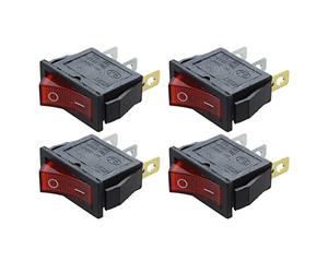 Niniang 4 x interruttore a bilanciere ON OFF bipolare 28 x 10 mm, 250 V 15 A, rosso a 3 terminali