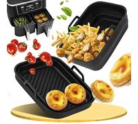 Ninipie 2 PCS Pieghevole Ninja Friggitrice ad Aria Contenitori per Friggitrice ad Aria 9.5L Ninja Foodi Max Dual Zone AF400EU SL400EUCP AF400 Accessori Teglie Silicone Contenitori AF500EUCP Pirofila