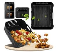 Ninipie 2 Pezzi Teglia per Friggitrice ad Aria in Silicone Philips Airfryer Serie 4000 Doppio cestello Verticale da 10L, Accessori per COSORI 10L, Silicone Contenitori per Emphsism 10L, Ninja 10.4L