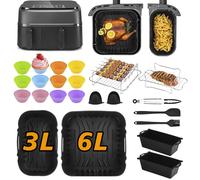 Ninipie 28 Pezzi Accessori Friggitrice ad Aria Philips, per Philips NA350/00 Air Fryer 9L(6L/3L), Stampi Silicone per Friggitrice ad Aria, Contenitori per AirFryer, Accessori per Philips 3000/5000