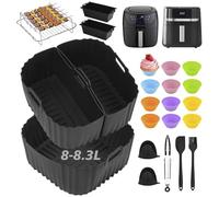 Ninipie 28 Pezzi Contenitore Silicone Accessori Friggitrice ad Aria per Russell Hobbs Air Fryer xxL 8L 8,3L Riutilizzabile Teglia Cestello Silicone Accessori per Airfryer Russell Hobbs 8L