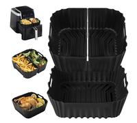 Ninipie 3 Pezzi Teglie Silicone per Friggitrice ad Aria, Accessori Friggitrice ad Aria Cosori 5,5L/6L, Contenitori per Friggitrice ad Aria Russell Hobbs 8L, Cecotec 6L, Accessori Airfryer in Silicone