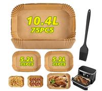 Ninipie Carta Forno per Friggitrice ad Aria, 225 Pezzi Vaschette, Antiaderente Carta per Friggitrice ad Aria for Cosori 10L, Friggitrice ad Aria per Ninja Flex Drawer AF500EU 10,4/ Cecotec 9L