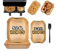 Ninipie Fogli di Carta Forno per Friggitrice ad Aria Philips 3000 Serie 6L/3L, Contenitori e Accessori per Airfryer Cecotec 5.5L/3.5L