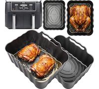 Ninja AF400UK - Fodere in silicone da 9,5 l, spessore 2,5 mm, base convessa, antiaderenti e lavabili in lavastoviglie, 2 pezzi Ninja Foodi Max Dual Zone Air Fryer Liners | accessori Ninja AF400UK