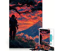 Ninja al tramonto sul Monte Fuji, puzzle da 1000 pezzi per adulti, sfida mentale, gioco rilassante, pezzo da collezione di alta qualità (38x52cm)