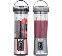 Ninja Blast Frullatore Portatile x2 530 ml, Coperchio Antiperdite e Beccuccio, Senza Filo, Ricaricabile, Frullati Proteici, Frulla Ghiaccio e Frutta congelata, Oro Rosa, Argento Metallico, BC151UKEUGV