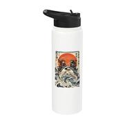 Ninja Cat Riding Shark | Ukiyo-e Art, Gatto Samurai Stainless Steel Insulated Water Bottle